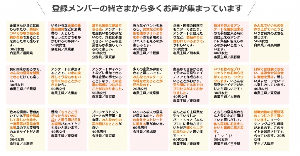 みんなのプロジェクト　パネル利用者の声