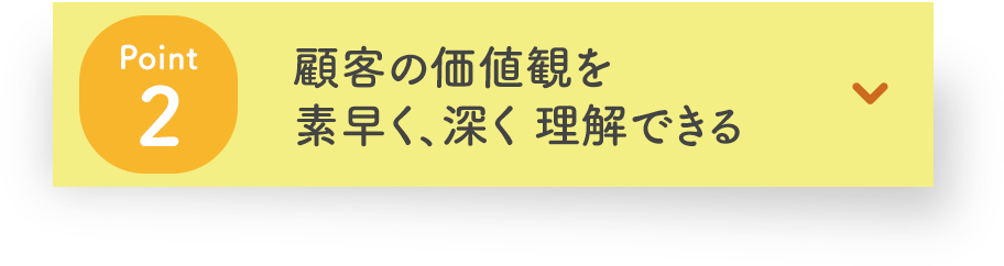 POINT2 顧客の価値観を素早く、深く理解できる