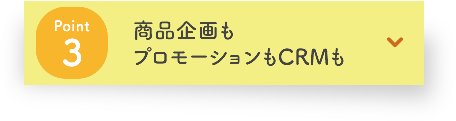 POINT3 商品企画もプロモーションもCRMも